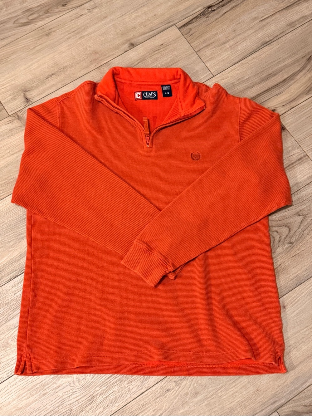 Chaps Men’s Bright Orange Half-Zip Pullover Sweater